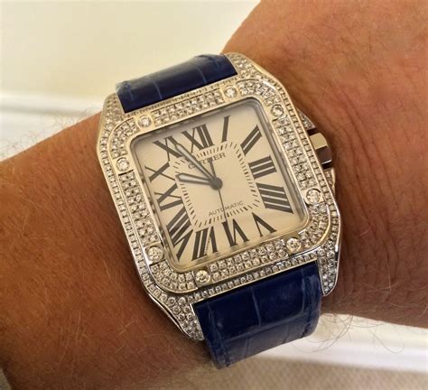 cartier watch santos 100 diamonds